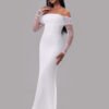 Off-Shoulder Sequin Mesh Maxi Dress