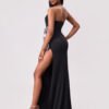 Diamond Bow Velvet Split Maxi Dress