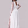 Deep V Embroidered Lace Panel Wedding Maxi Dress