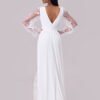 Deep V Embroidered Lace Panel Wedding Maxi Dress