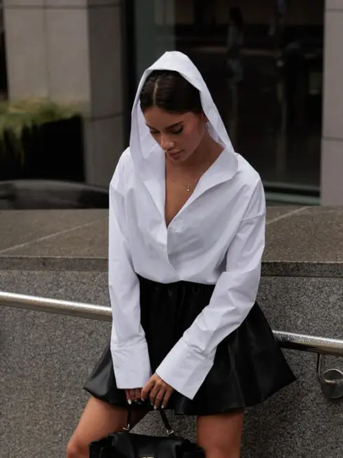 Hooded Cotton Office Cardigan Shirt