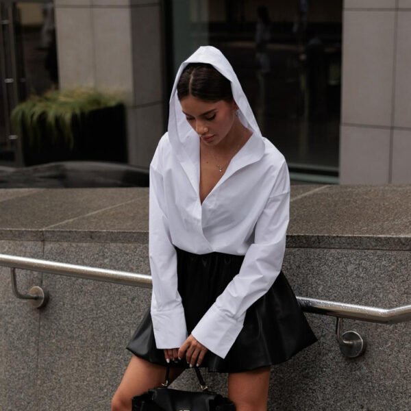 Hooded Cotton Office Cardigan Shirt